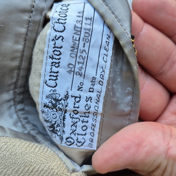 OXXFORD Beige Tan Cream Herringbone Weave Sz 40 S Mens Sport Coat Blazer VTG - Picture 6 of 6